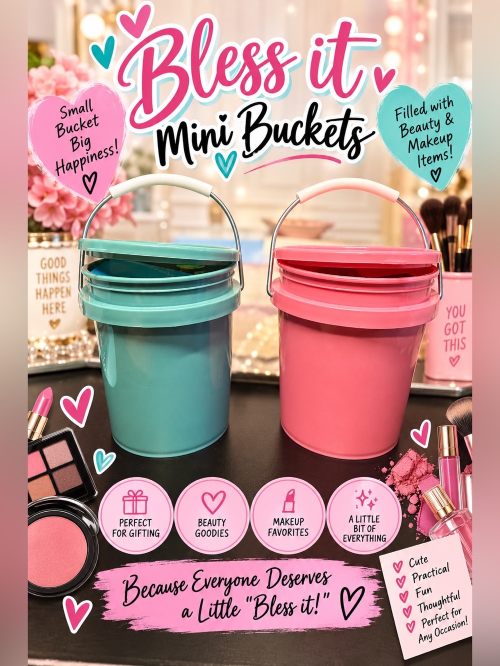 PICK ONE Mini Bless It Buckets – Filled with Beauty and Makeup